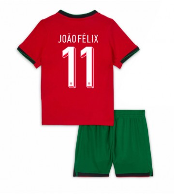 Portugal Joao Felix #11 Primera Equipación Niños Eurocopa 2024 Manga Corta (+ Pantalones cortos)